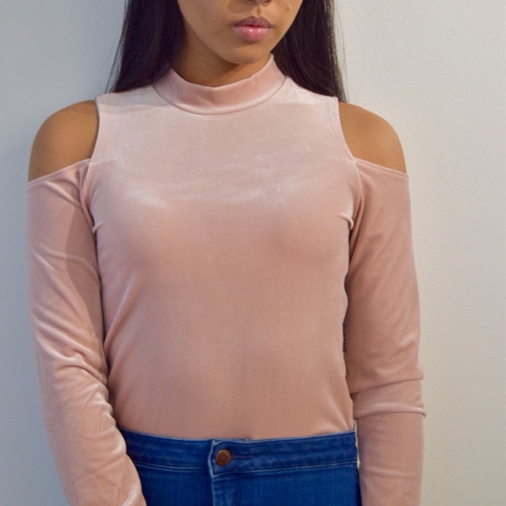 Forever 21 Cold Shoulder Velvet Top
